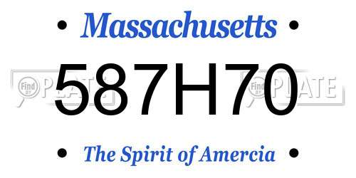 587H70 Massachusetts License Plate