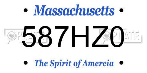 587HZ0 Massachusetts License Plate