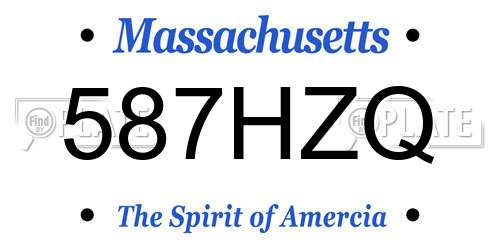 587HZQ Massachusetts License Plate