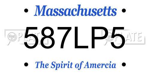 587LP5 Massachusetts License Plate