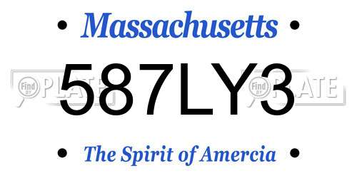 587LY3 Massachusetts License Plate