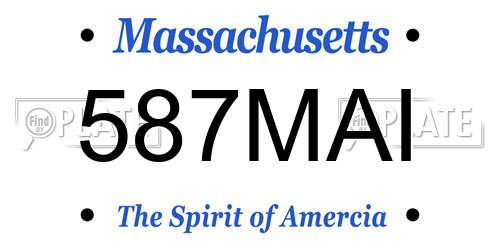 587MAI Massachusetts License Plate