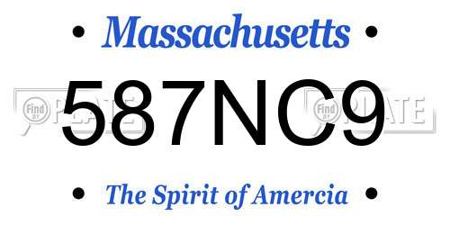 587NC9 Massachusetts License Plate