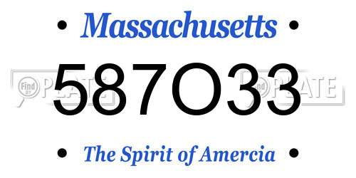 587O33 Massachusetts License Plate