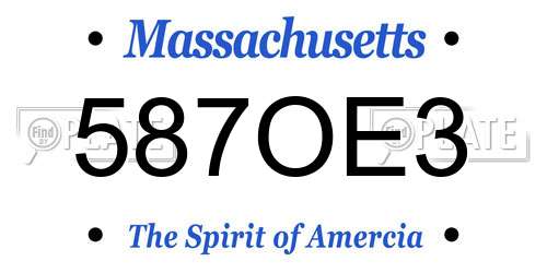 587OE3 Massachusetts License Plate