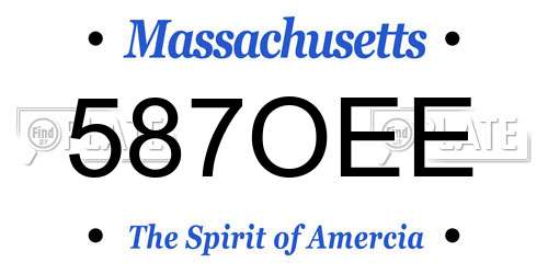 587OEE Massachusetts License Plate