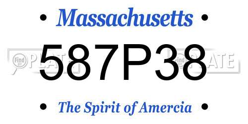587P38 Massachusetts License Plate
