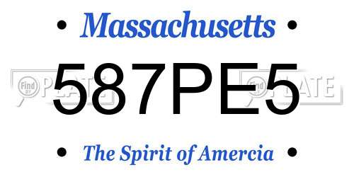 587PE5 Massachusetts License Plate