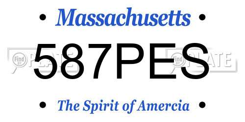 587PES Massachusetts License Plate