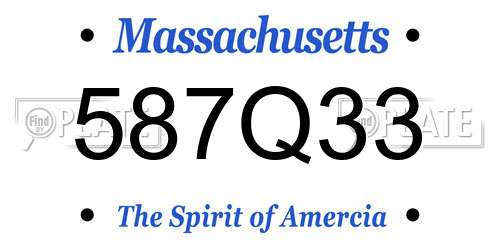 587Q33 Massachusetts License Plate