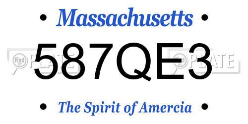 587QE3 Massachusetts License Plate