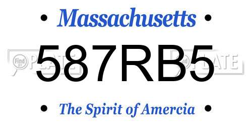 587RB5 Massachusetts License Plate