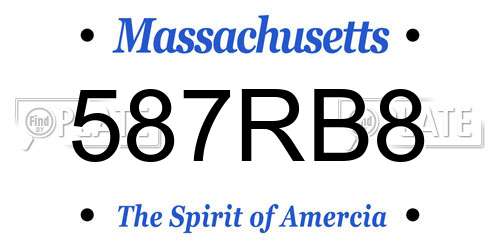 587RB8 Massachusetts License Plate