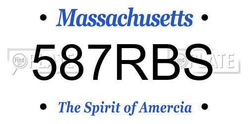 587RBS Massachusetts License Plate