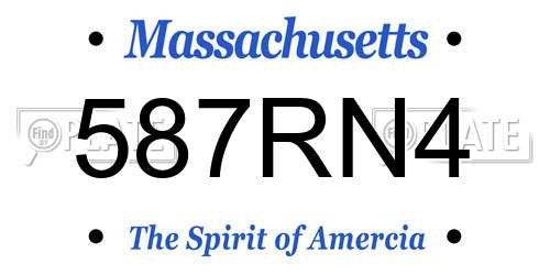 587RN4 Massachusetts License Plate