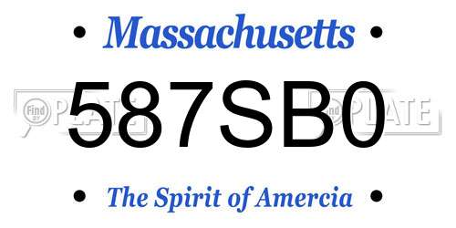 587SB0 Massachusetts License Plate