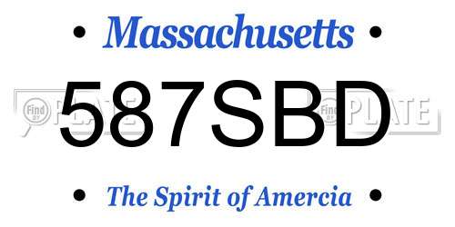 587SBD Massachusetts License Plate