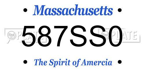 587SS0 Massachusetts License Plate