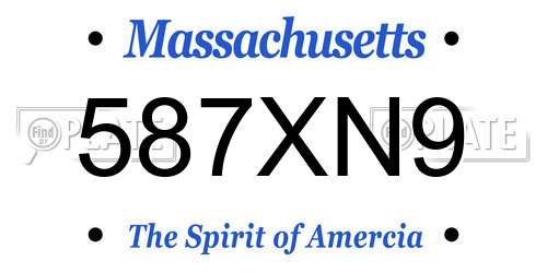 587XN9 Massachusetts License Plate