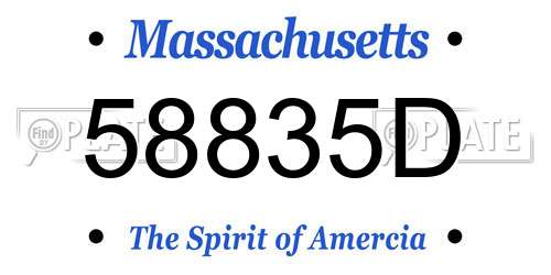 58835D Massachusetts License Plate