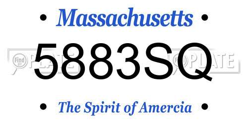 5883SQ Massachusetts License Plate
