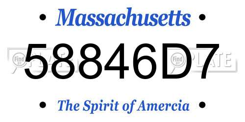 58846D7 Massachusetts License Plate