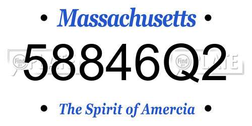 58846Q2 Massachusetts License Plate