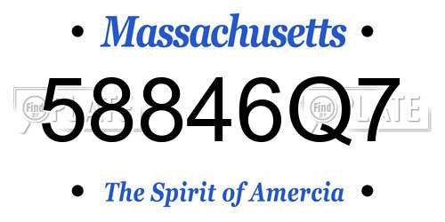 58846Q7 Massachusetts License Plate