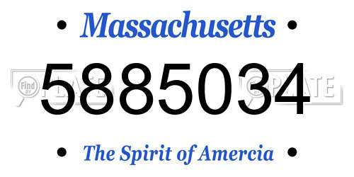 5885034 Massachusetts License Plate