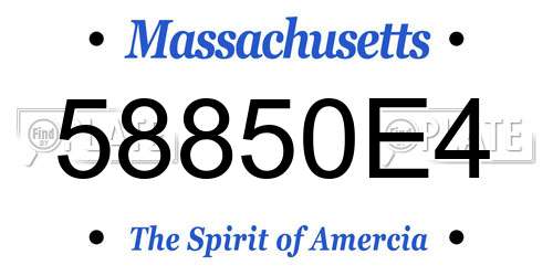 58850E4 Massachusetts License Plate