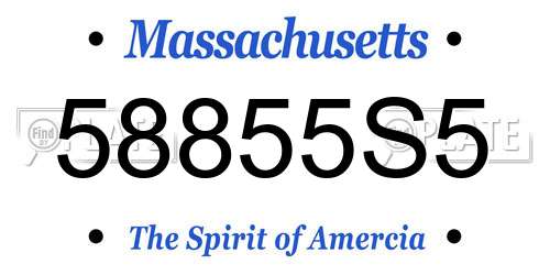 58855S5 Massachusetts License Plate