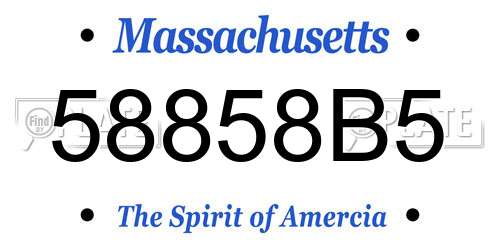 58858B5 Massachusetts License Plate