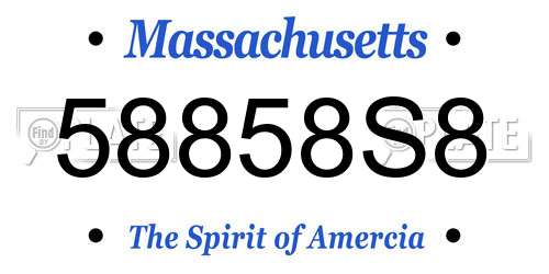 58858S8 Massachusetts License Plate