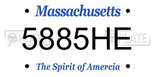 5885HE Massachusetts License Plate