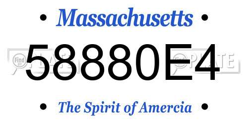 58880E4 Massachusetts License Plate