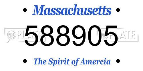 588905 Massachusetts License Plate