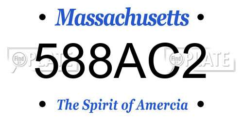 588AC2 Massachusetts License Plate