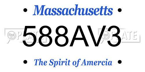 588AV3 Massachusetts License Plate