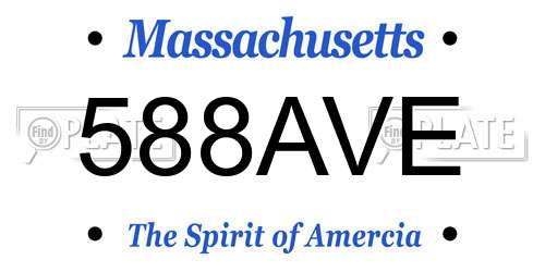 588AVE Massachusetts License Plate