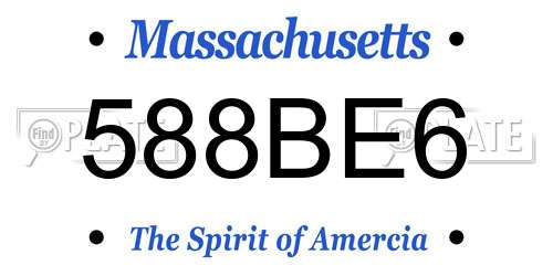 588BE6 Massachusetts License Plate