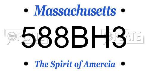 588BH3 Massachusetts License Plate