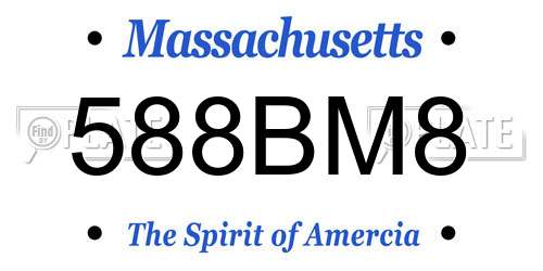 588BM8 Massachusetts License Plate