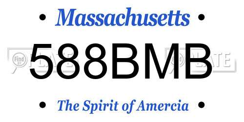 588BMB Massachusetts License Plate