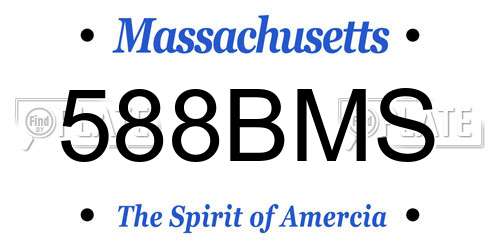 588BMS Massachusetts License Plate