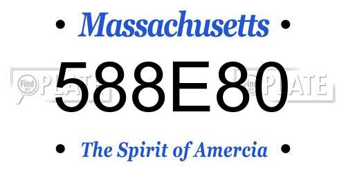 588E80 Massachusetts License Plate