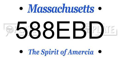 588EBD Massachusetts License Plate