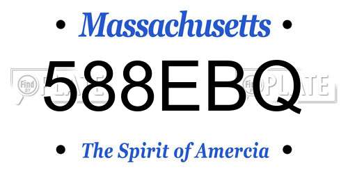 588EBQ Massachusetts License Plate