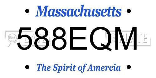 588EQM Massachusetts License Plate