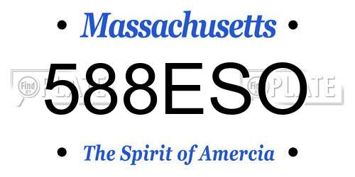 588ESO Massachusetts License Plate