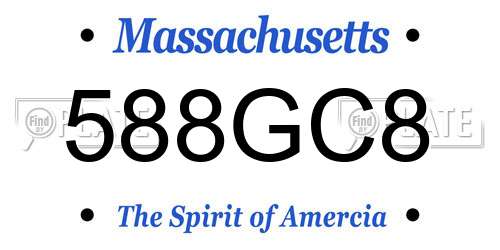 588GC8 Massachusetts License Plate